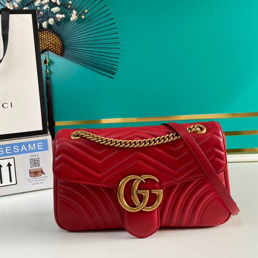 Gucci GG Marmont Medium Matelassé Shoulder Bag(31-19-7CM)     443496 - DesignerGu