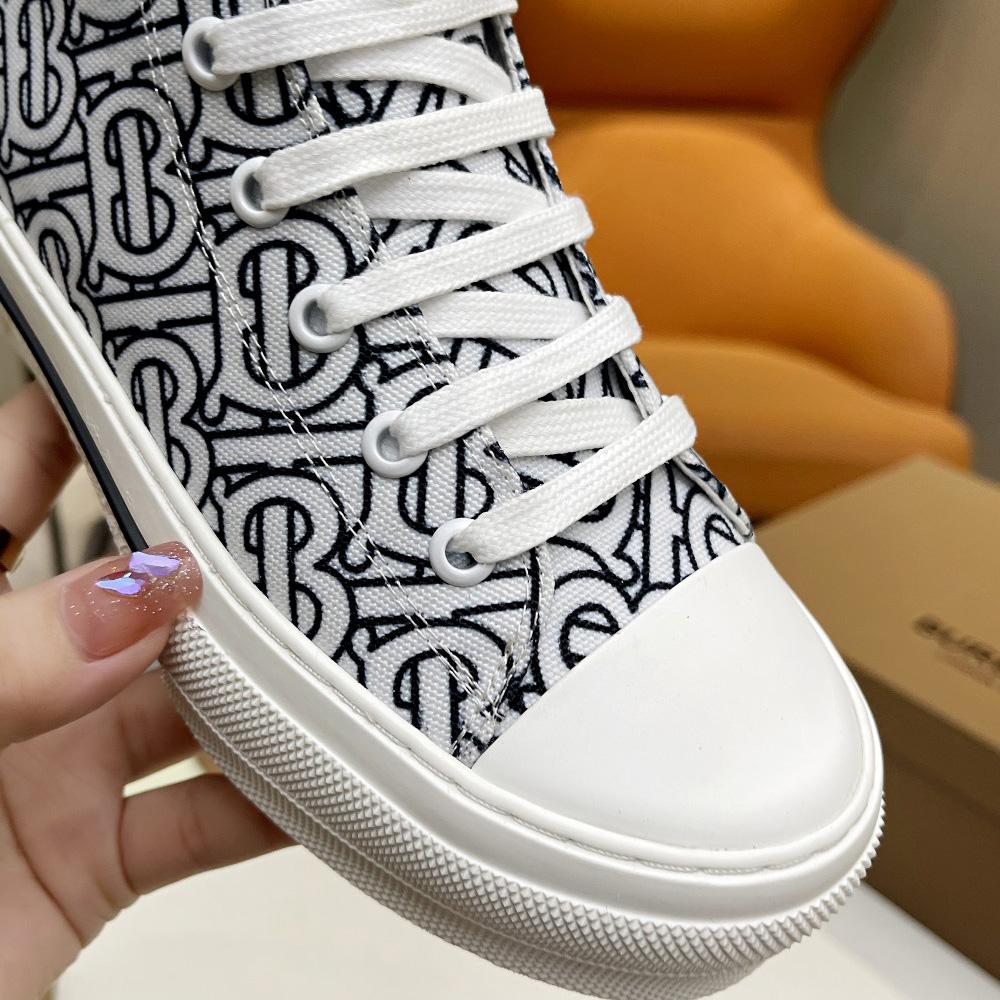 Burberry Vintage Monogram Print Cotton High-top Sneakers - DesignerGu