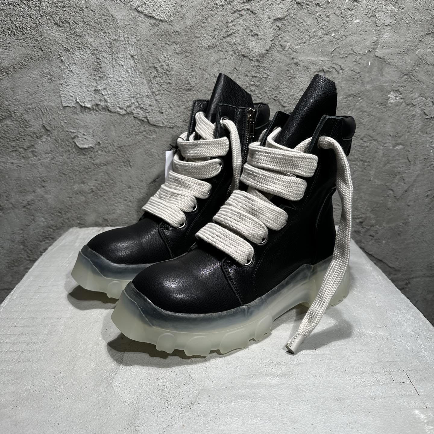 Rick Owens Beatle Lace Up Boots In Black - DesignerGu