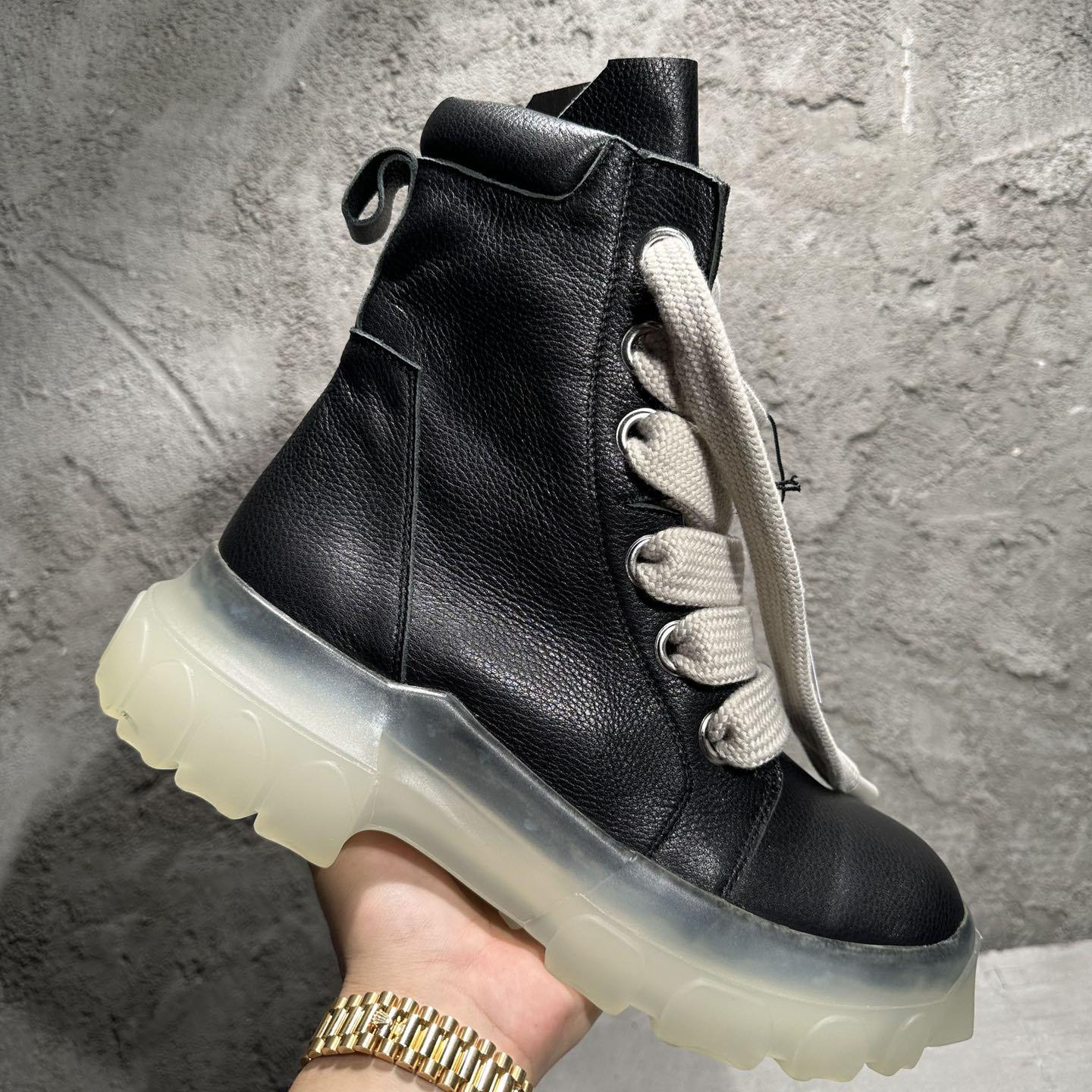 Rick Owens Beatle Lace Up Boots In Black - DesignerGu