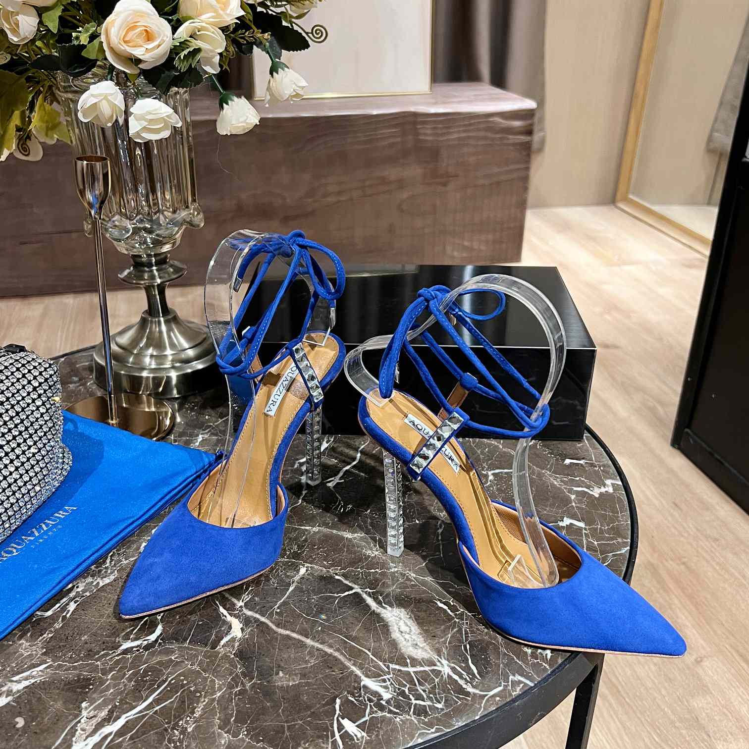 Aquazzura Rock Chic 105 Suede Pumps - DesignerGu