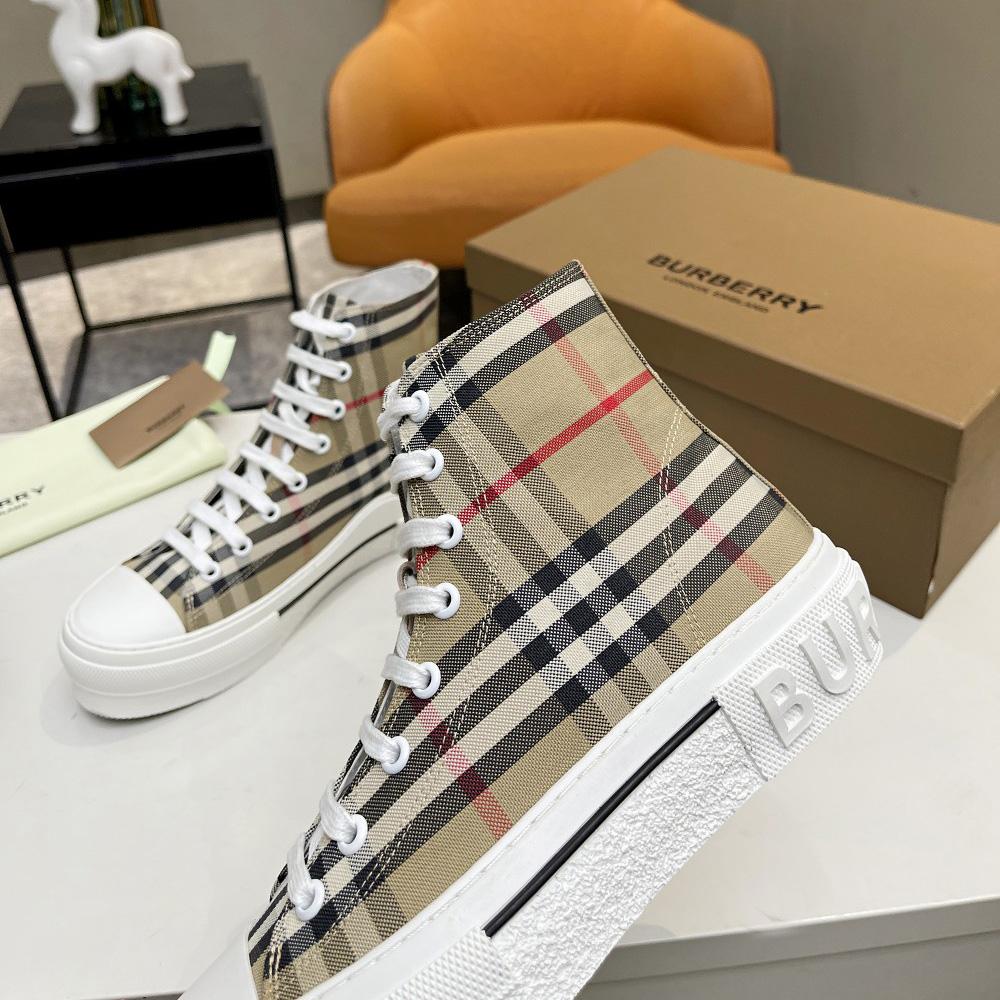 Burberry Vintage Check Cotton High-top Sneakers - DesignerGu