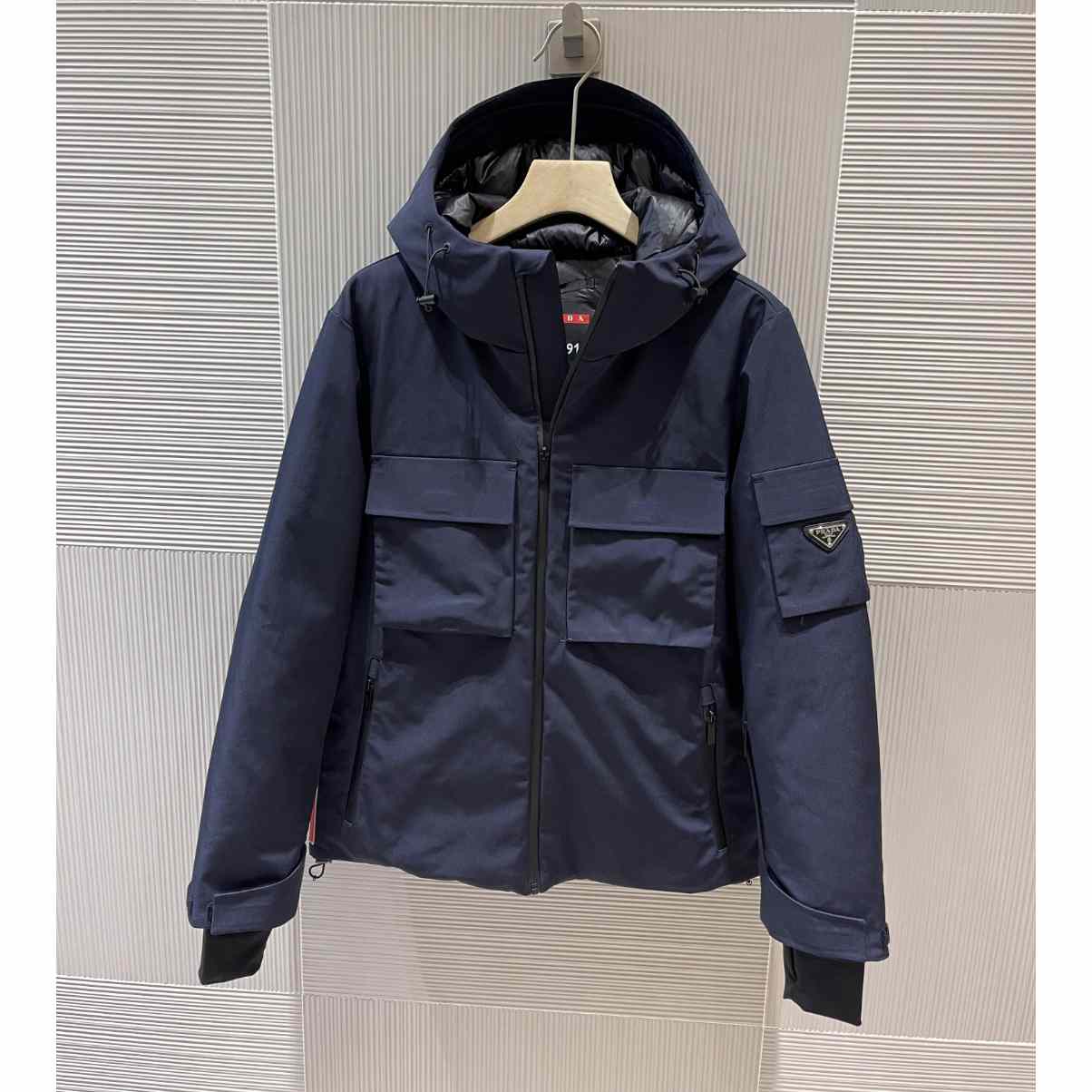 Prada Logo Hooded Puffer Jacket - DesignerGu