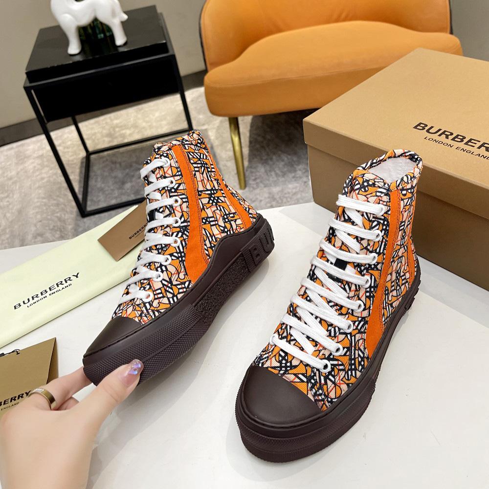 Burberry Vintage Monogram Print Cotton High-top Sneakers - DesignerGu