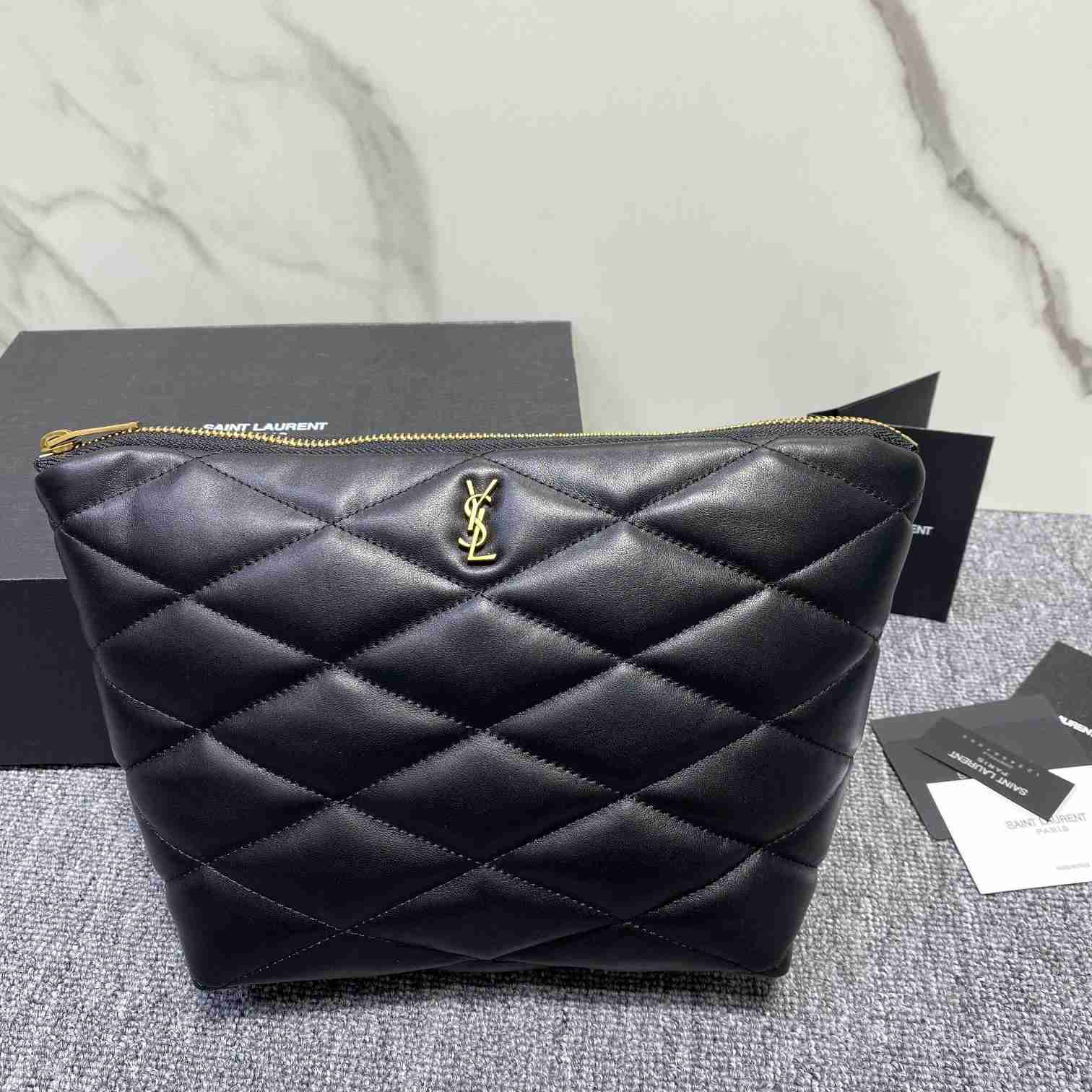 Saint Laurent Sade Pouch In Quilted Lambskin - DesignerGu