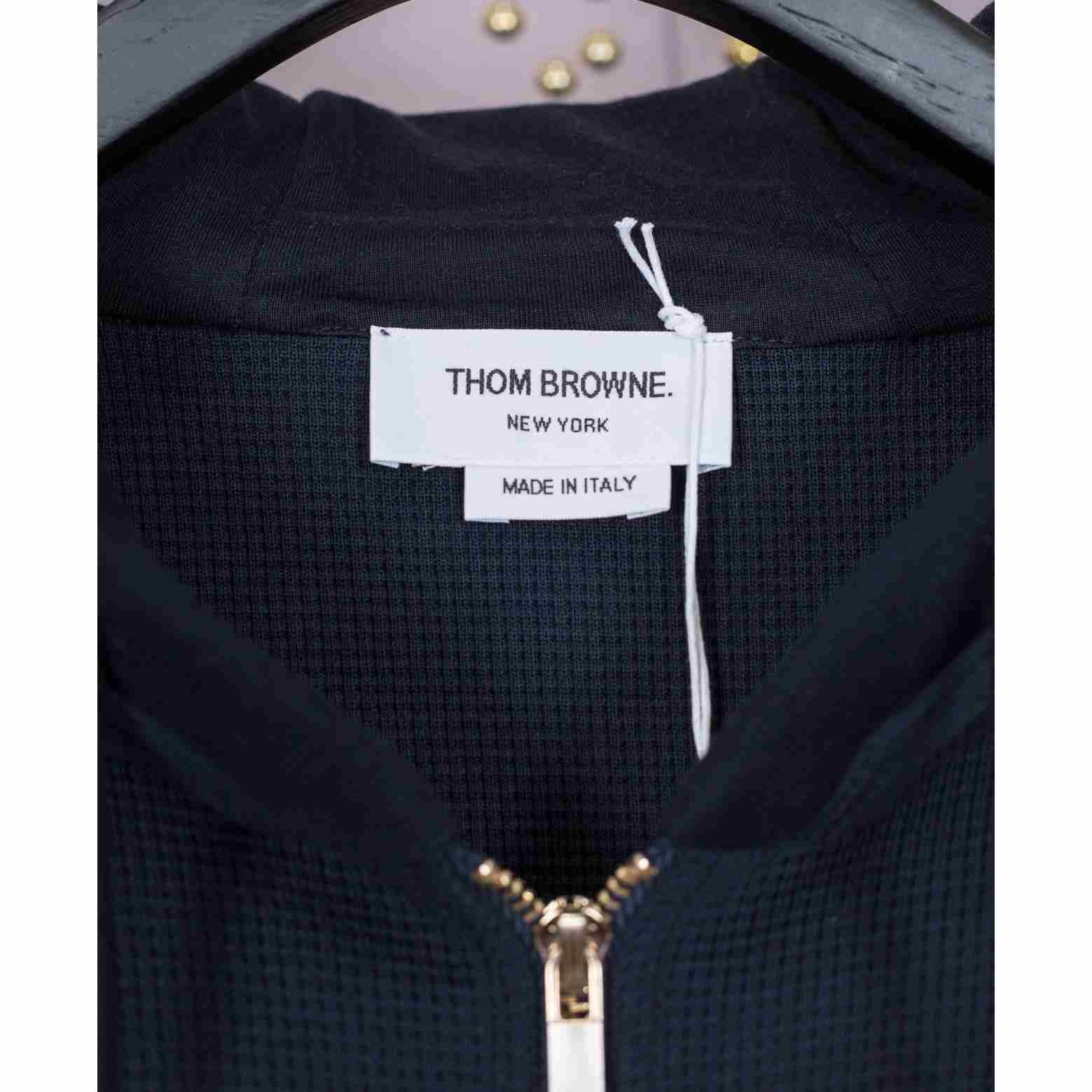 Thom Browne 4-Bar Zip-Up Cotton Hoodie - DesignerGu