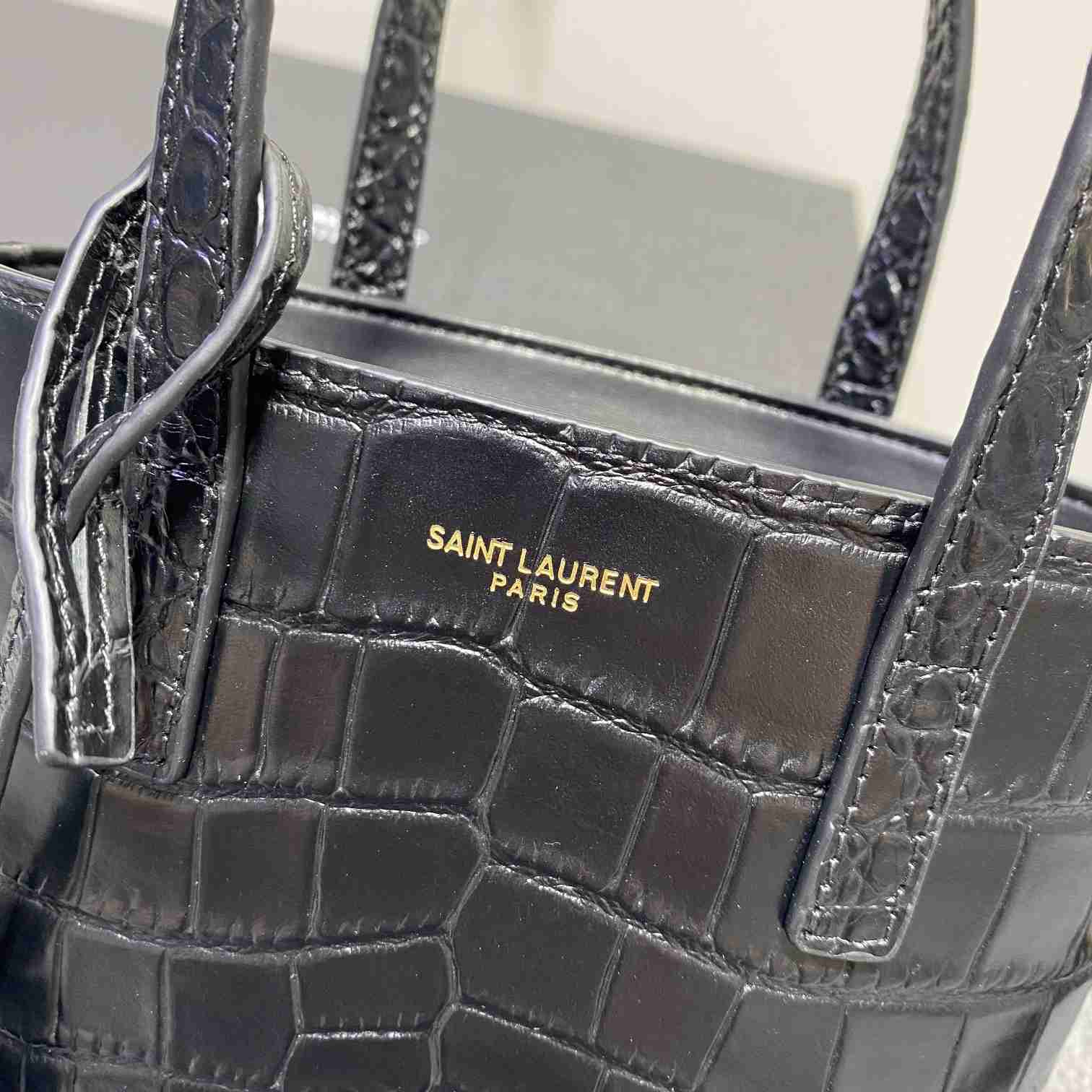 Saint Laurent Paris Mini Toy Shopping In Crocodile-Embossed Leather  - DesignerGu