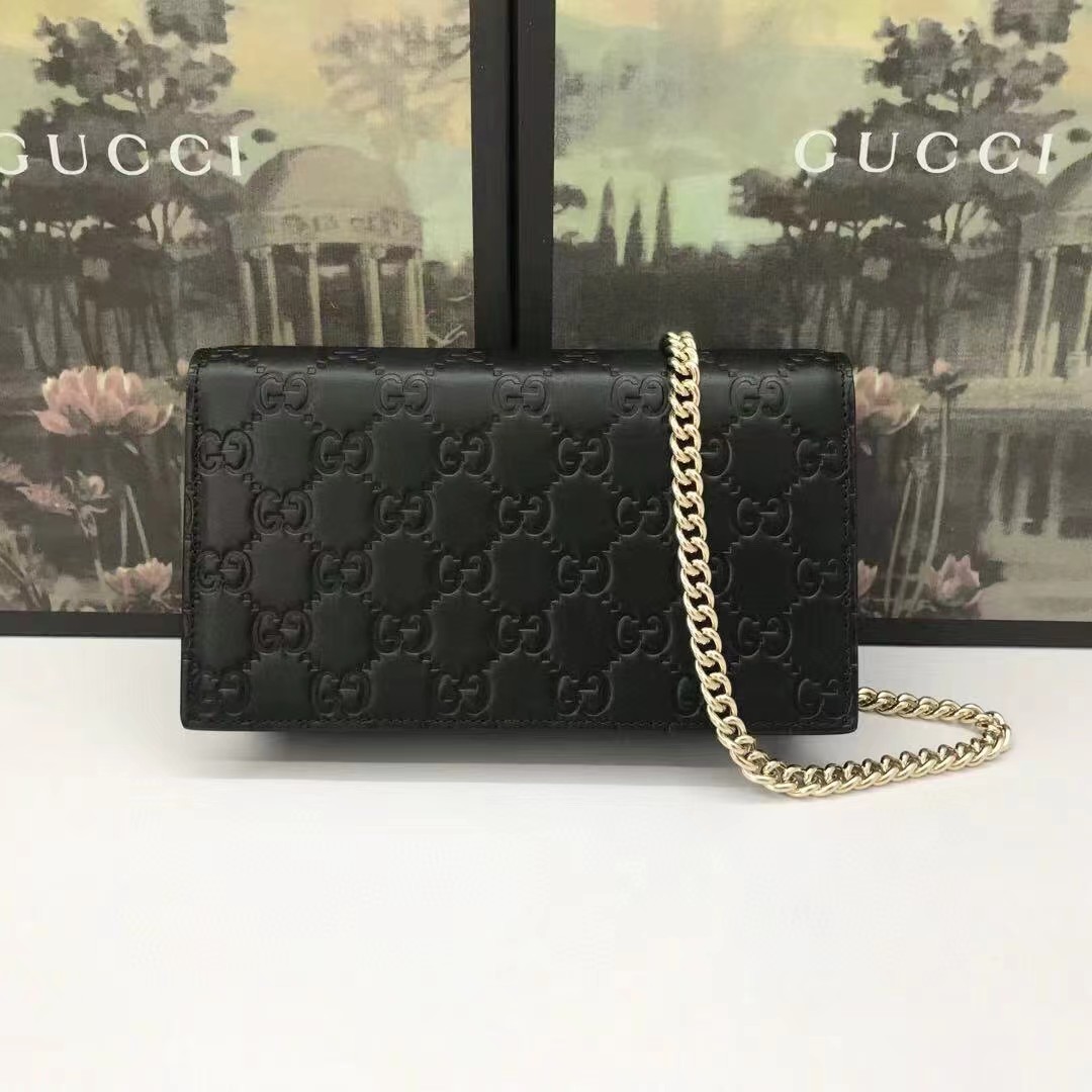 Gucci Guccissima Icon Chain Wallet Black(20-13-6cm) - DesignerGu