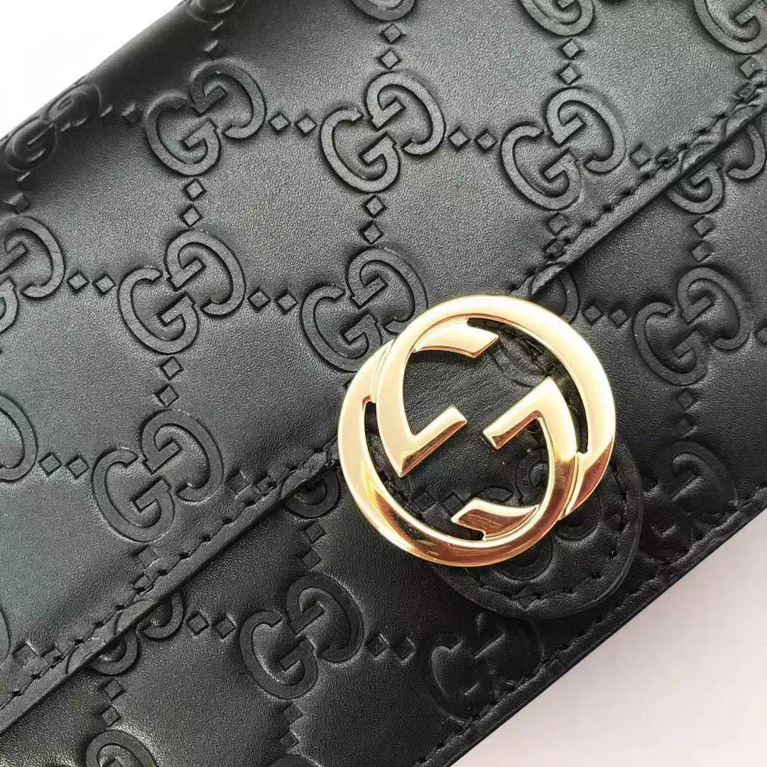 Gucci Guccissima Icon Chain Wallet Black(20-13-6cm) - DesignerGu