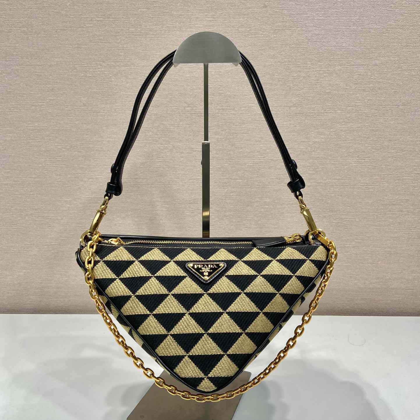 Prada Symbole Leather And Fabric Mini Bag(23-25-5cm) - DesignerGu