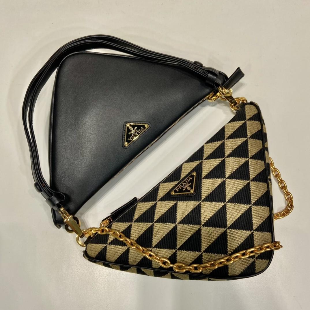 Prada Symbole Leather And Fabric Mini Bag(23-25-5cm) - DesignerGu