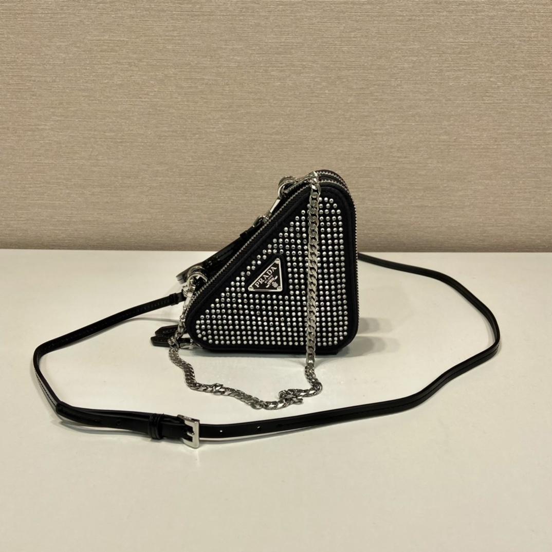 Prada Embellished Satin And Leather Mini-Pouch - DesignerGu