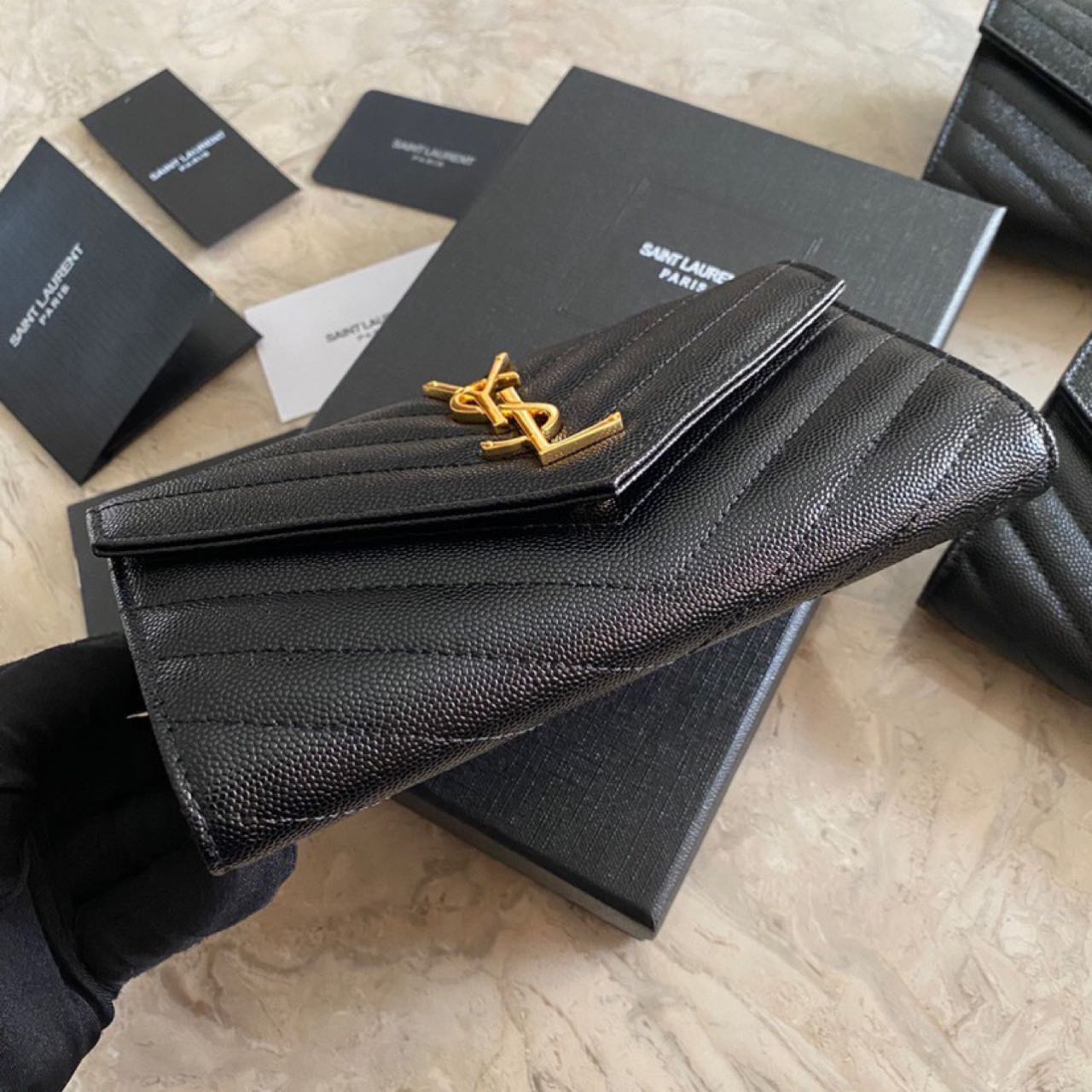 Saint Laurent Monogram Leather Wallet(19-11-3CM) - DesignerGu