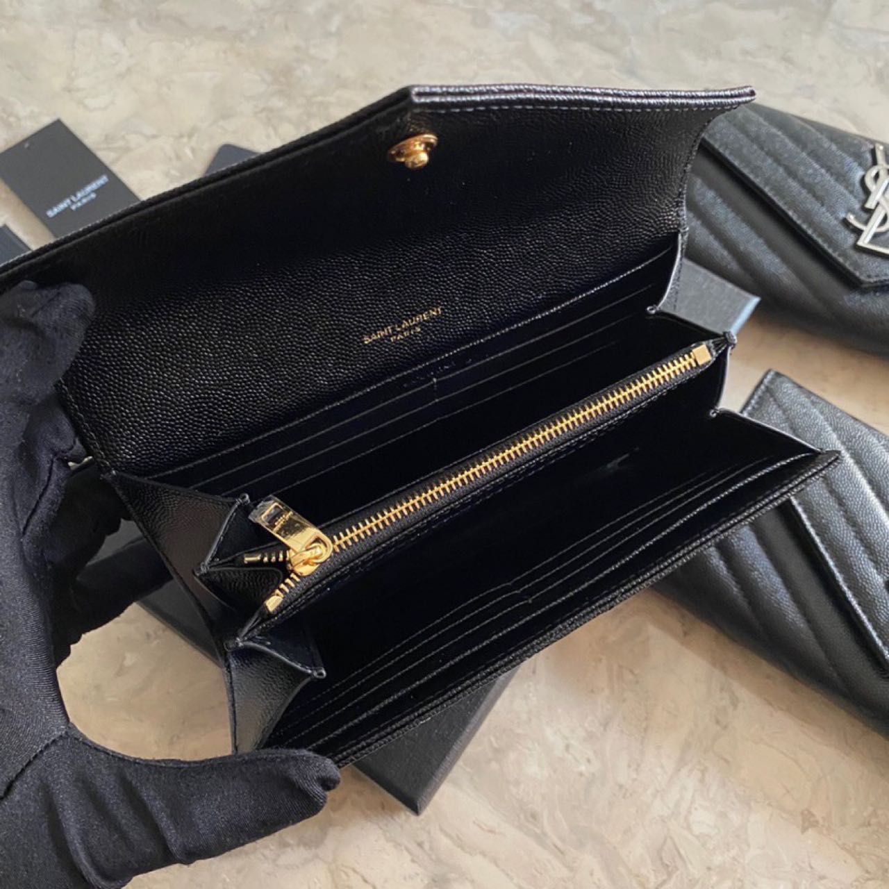 Saint Laurent Monogram Leather Wallet(19-11-3CM) - DesignerGu