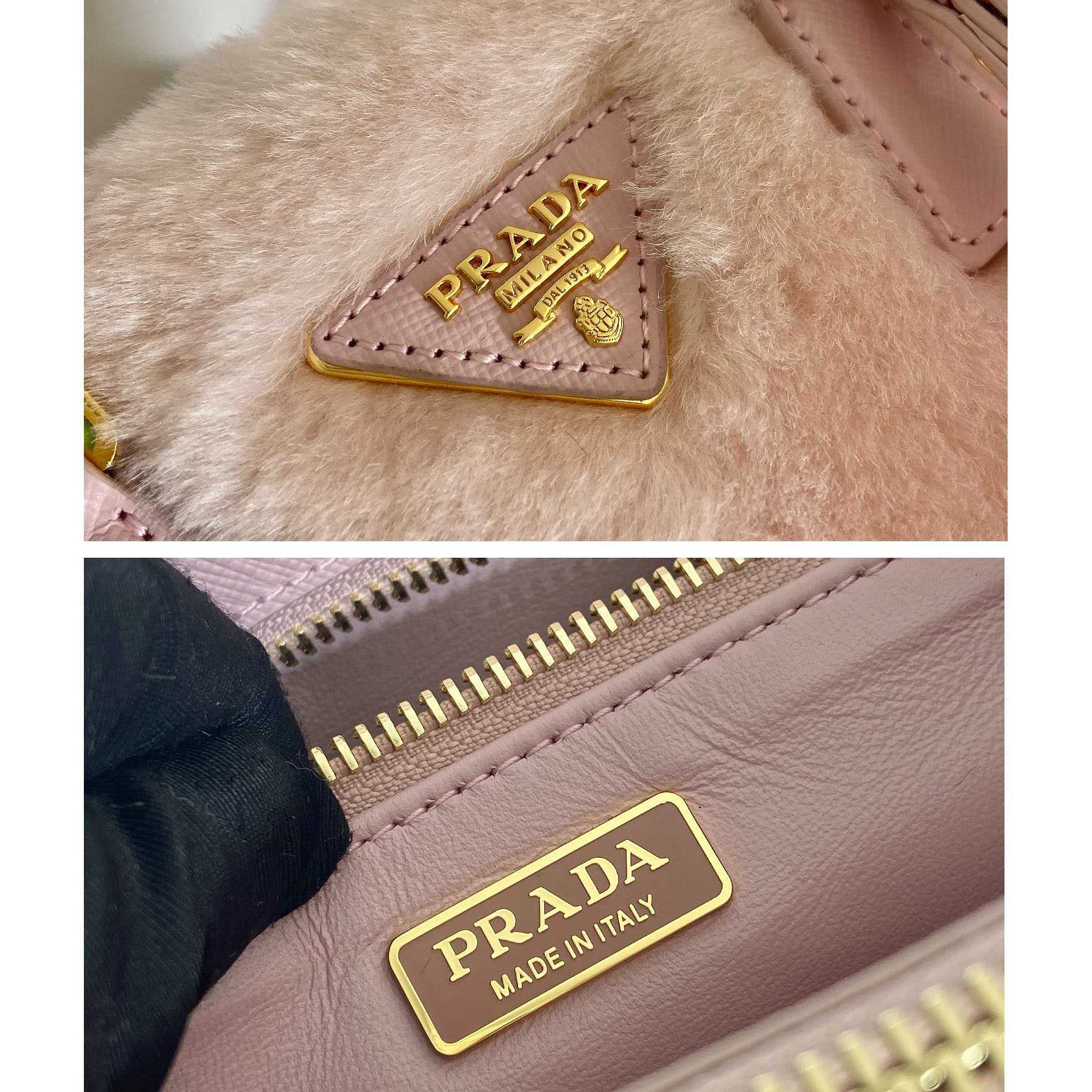 Prada Galleria Shearling Mini-Bag - DesignerGu