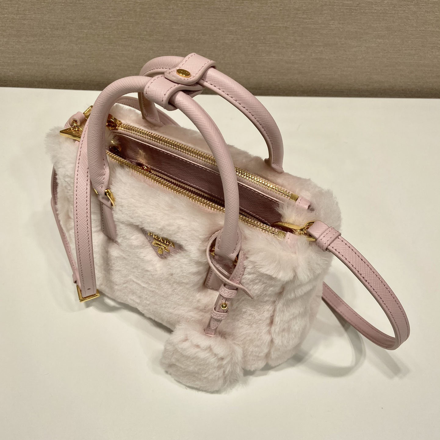 Prada Galleria Shearling Mini-Bag - DesignerGu