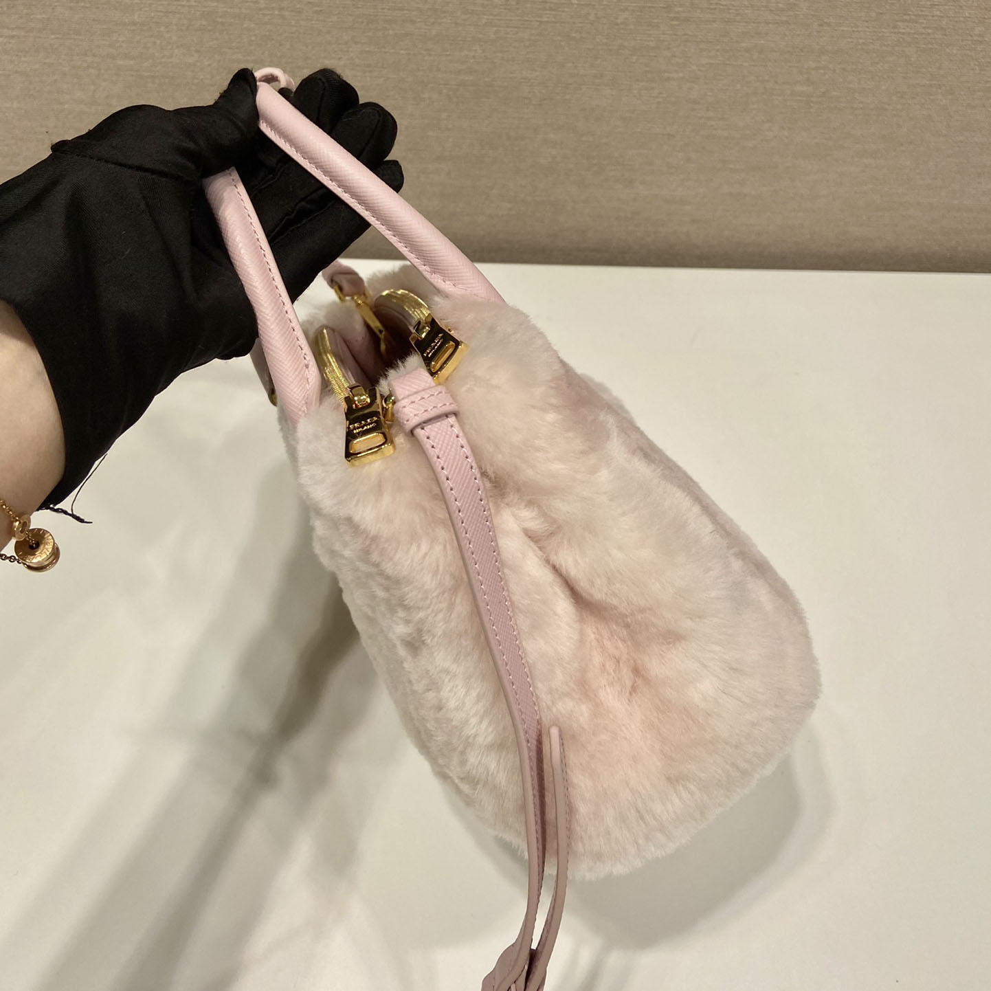 Prada Galleria Shearling Mini-Bag - DesignerGu