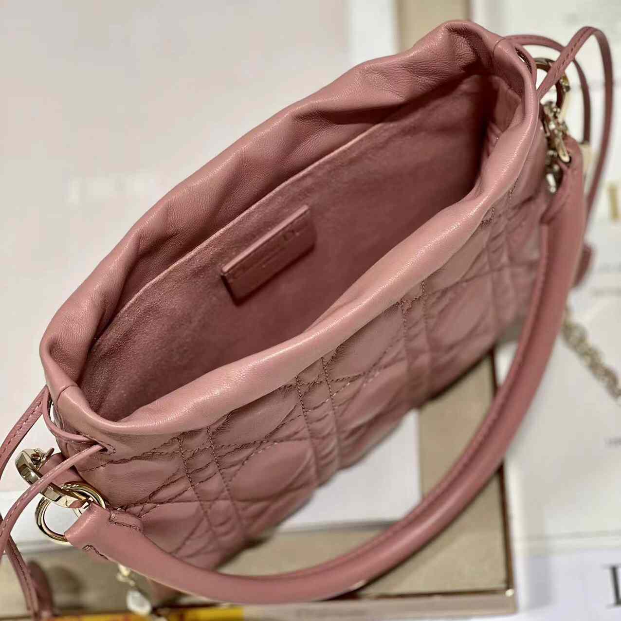 Dior Lady Dior Top Handle Drawstring Mini Bag - DesignerGu