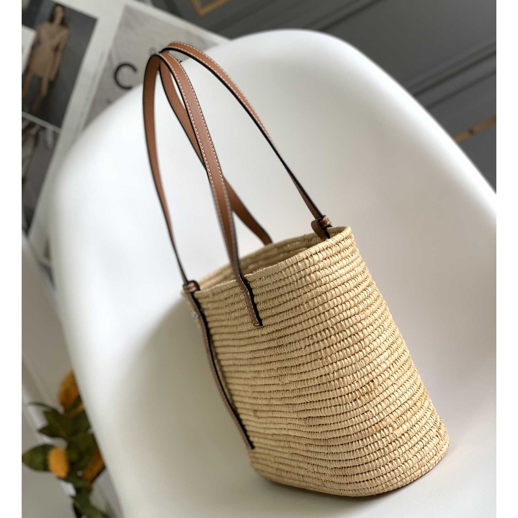 Loewe Small Square Basket bag In Raffia And Calfskin (30*21*11cm) - DesignerGu