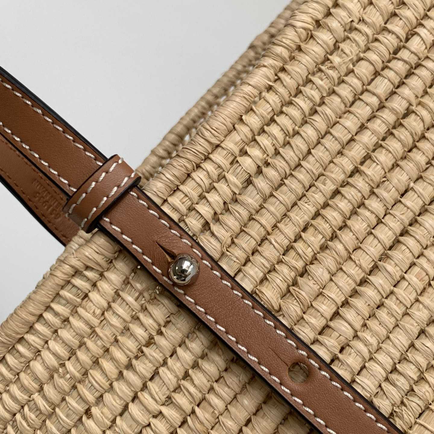 Loewe Small Square Basket bag In Raffia And Calfskin (30*21*11cm) - DesignerGu