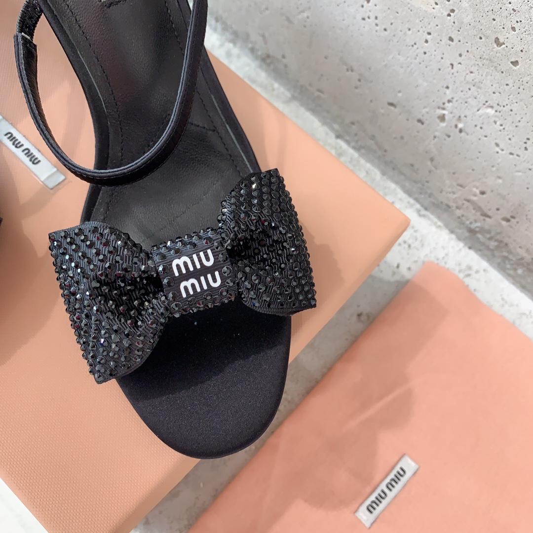 Miu Miu Satin Bow Sandals - DesignerGu