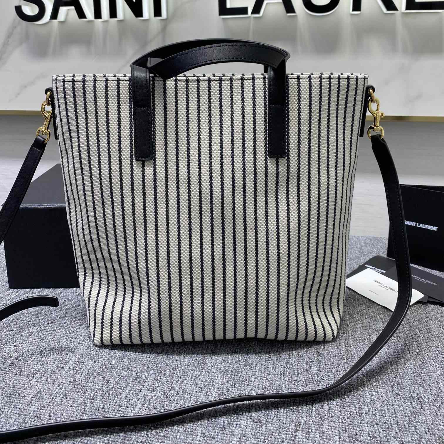 Saint Laurent Shopping Toy Striped Canvas Tote (25x28x8cm) - DesignerGu