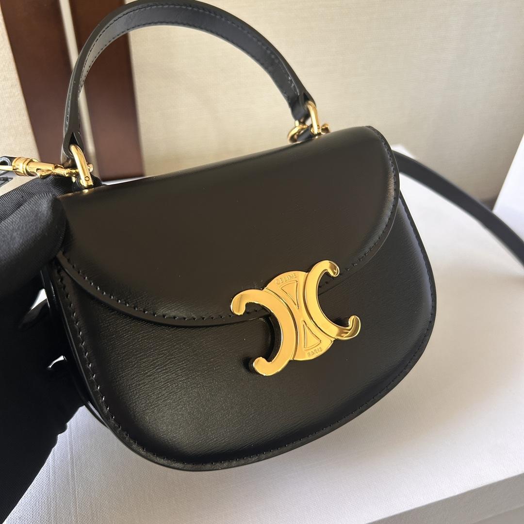 Celine Mini Besace Triomphe In Shiny Calfskin - DesignerGu