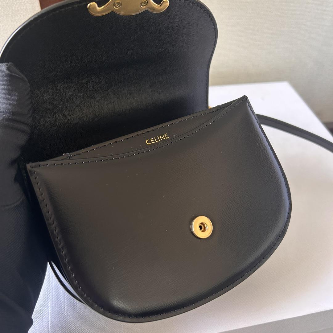 Celine Mini Besace Triomphe In Shiny Calfskin - DesignerGu