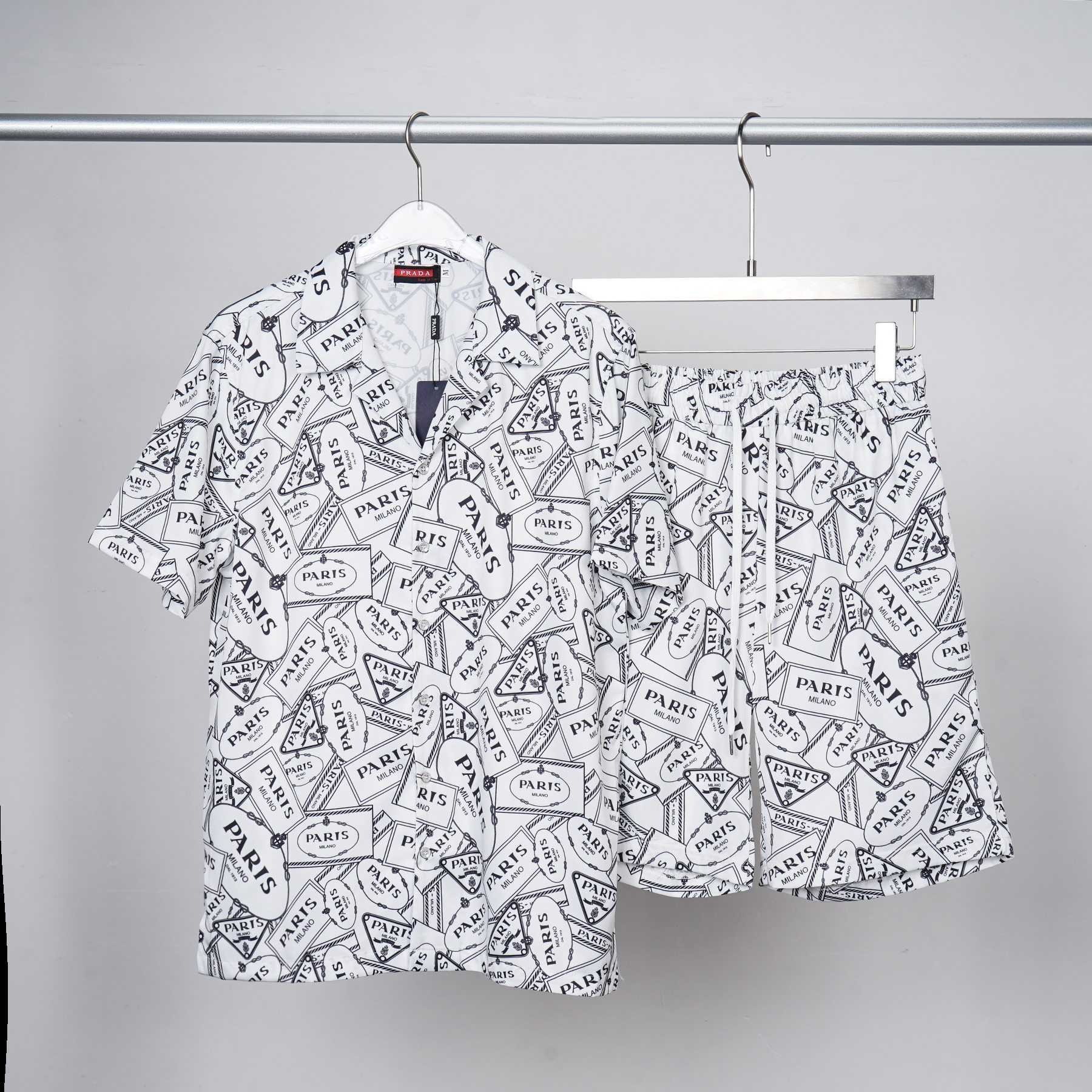 Prada Logo Short Sleeve Shirt & Shorts - DesignerGu