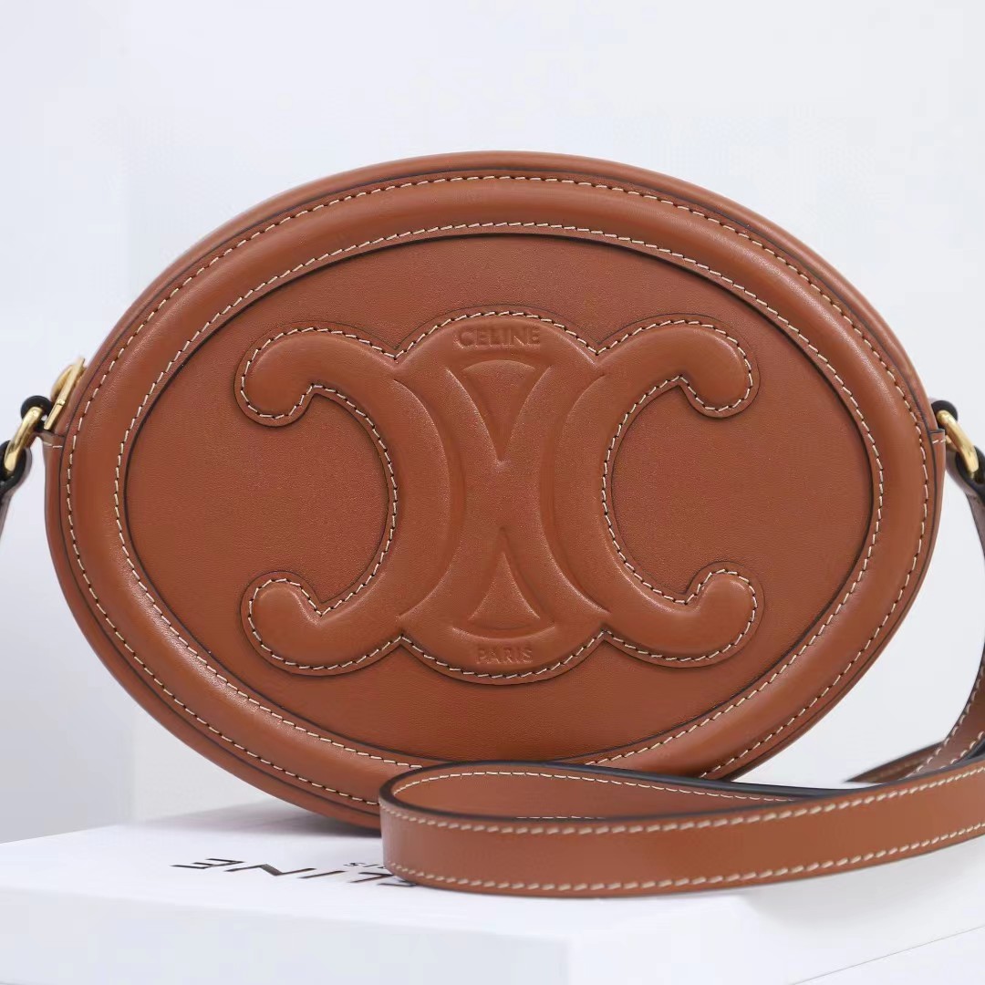 Celine Oval Bag Cuir Triomphe In Smooth Calfskin Tan - DesignerGu