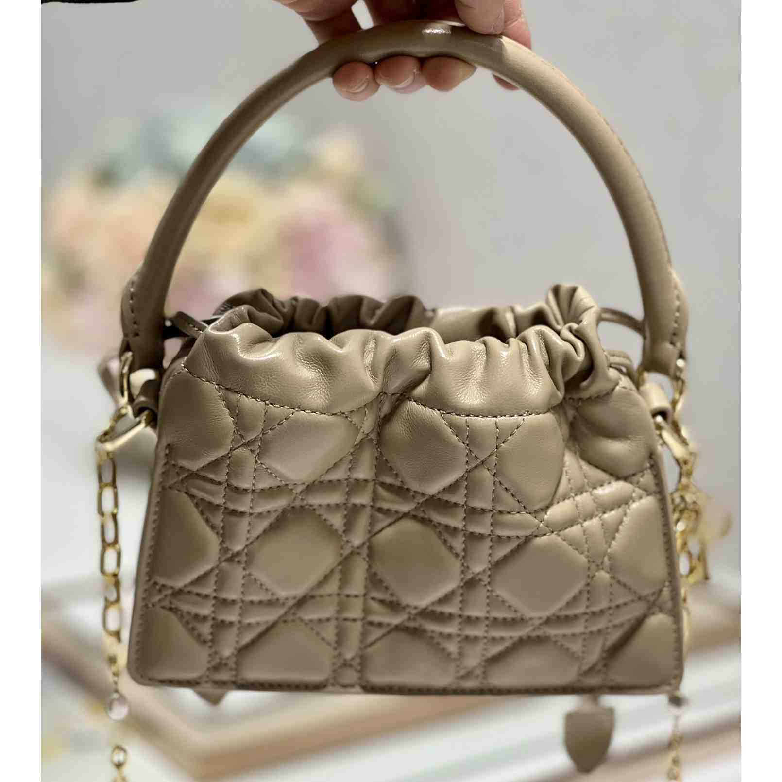 Dior Lady Dior Top Handle Drawstring Mini Bag - DesignerGu