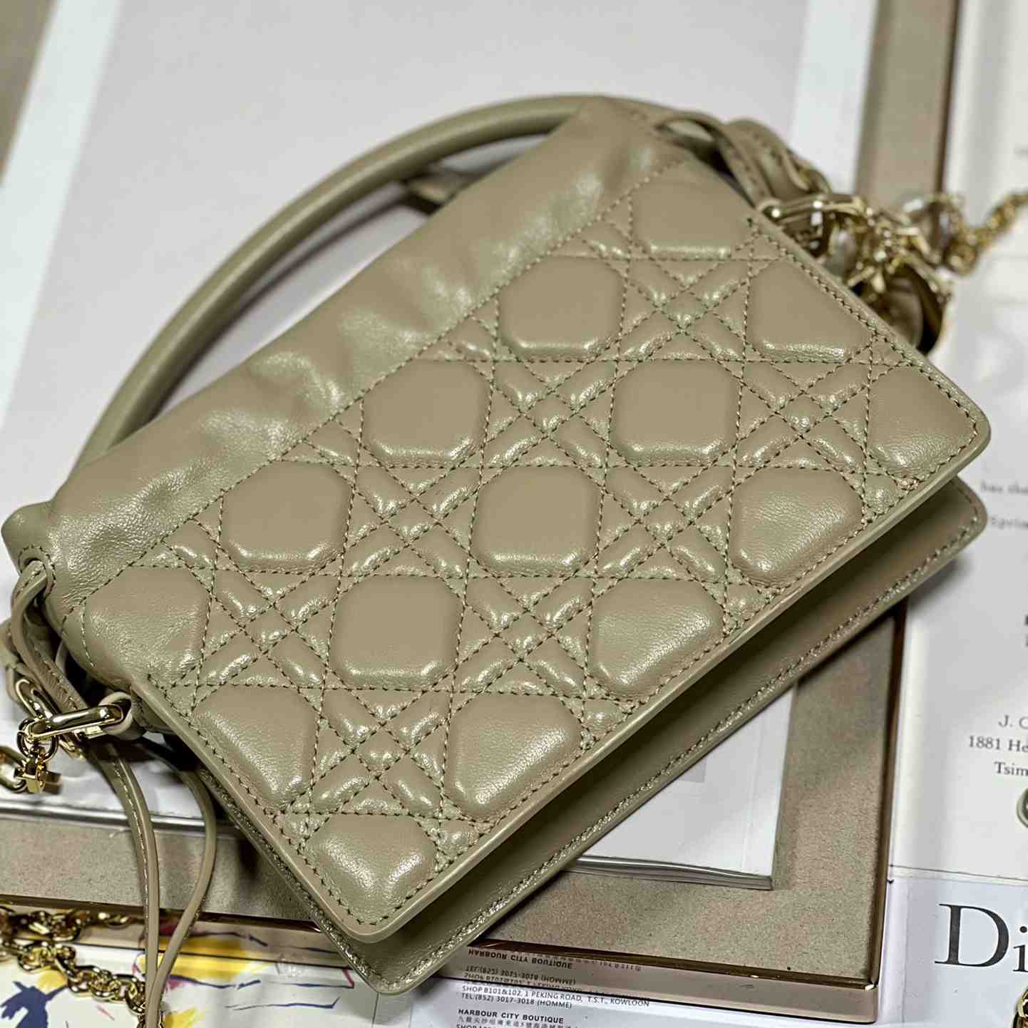 Dior Lady Dior Top Handle Drawstring Mini Bag - DesignerGu