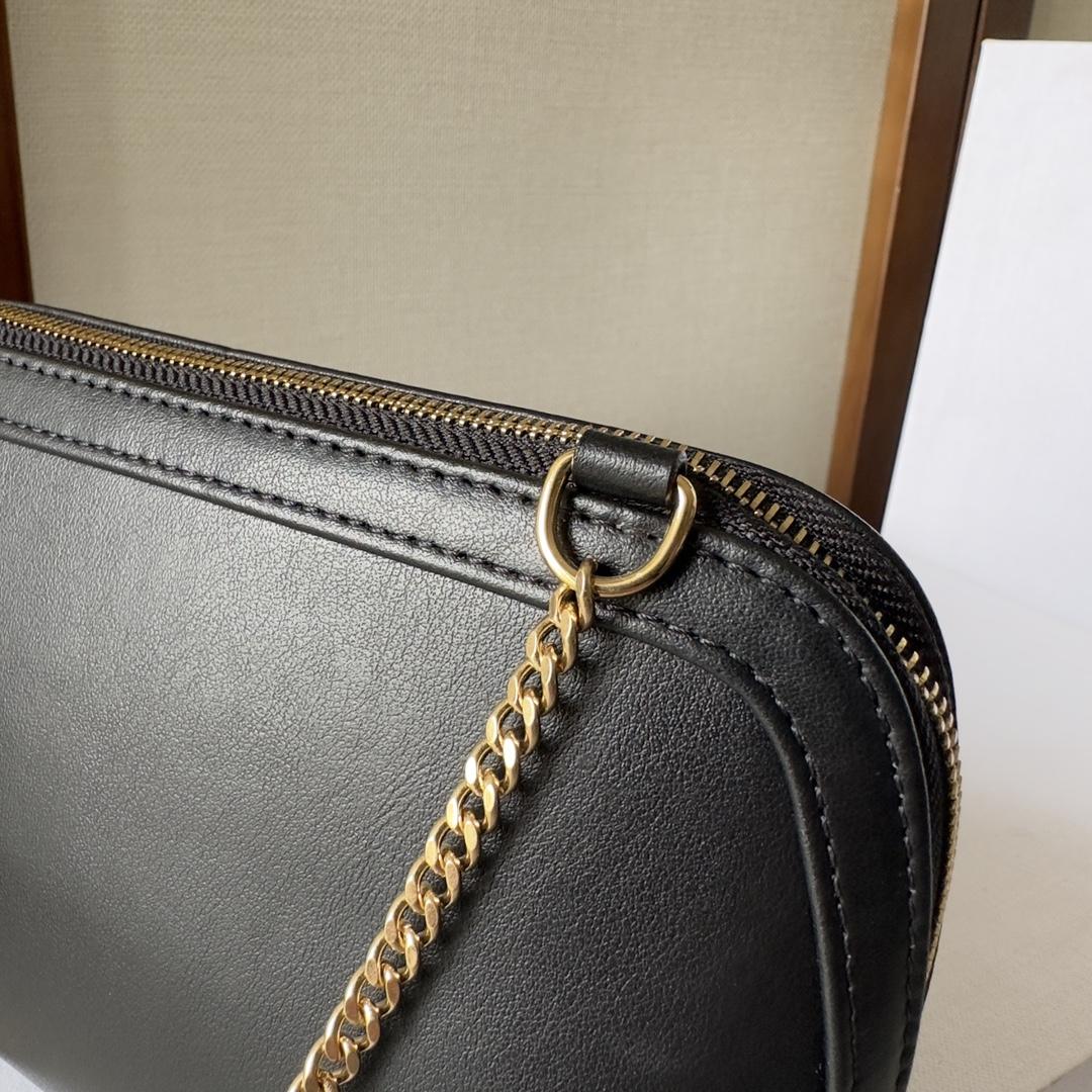 Celine Clutch On Chain Cuir Triomphe In Smooth Calfskin Black - DesignerGu