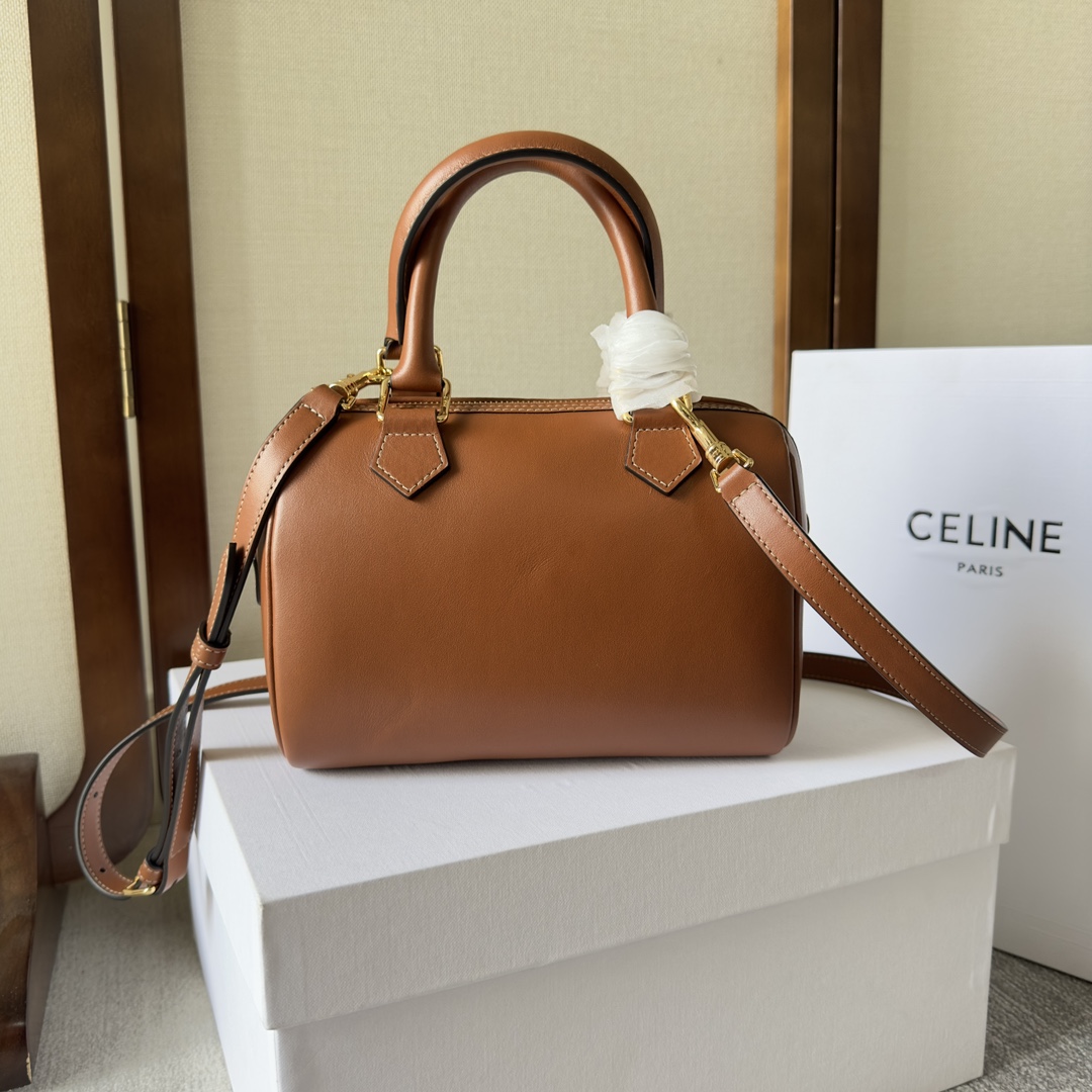 Celine Small Boston Cuir Triomphe In Smooth Calfskin Tan - DesignerGu