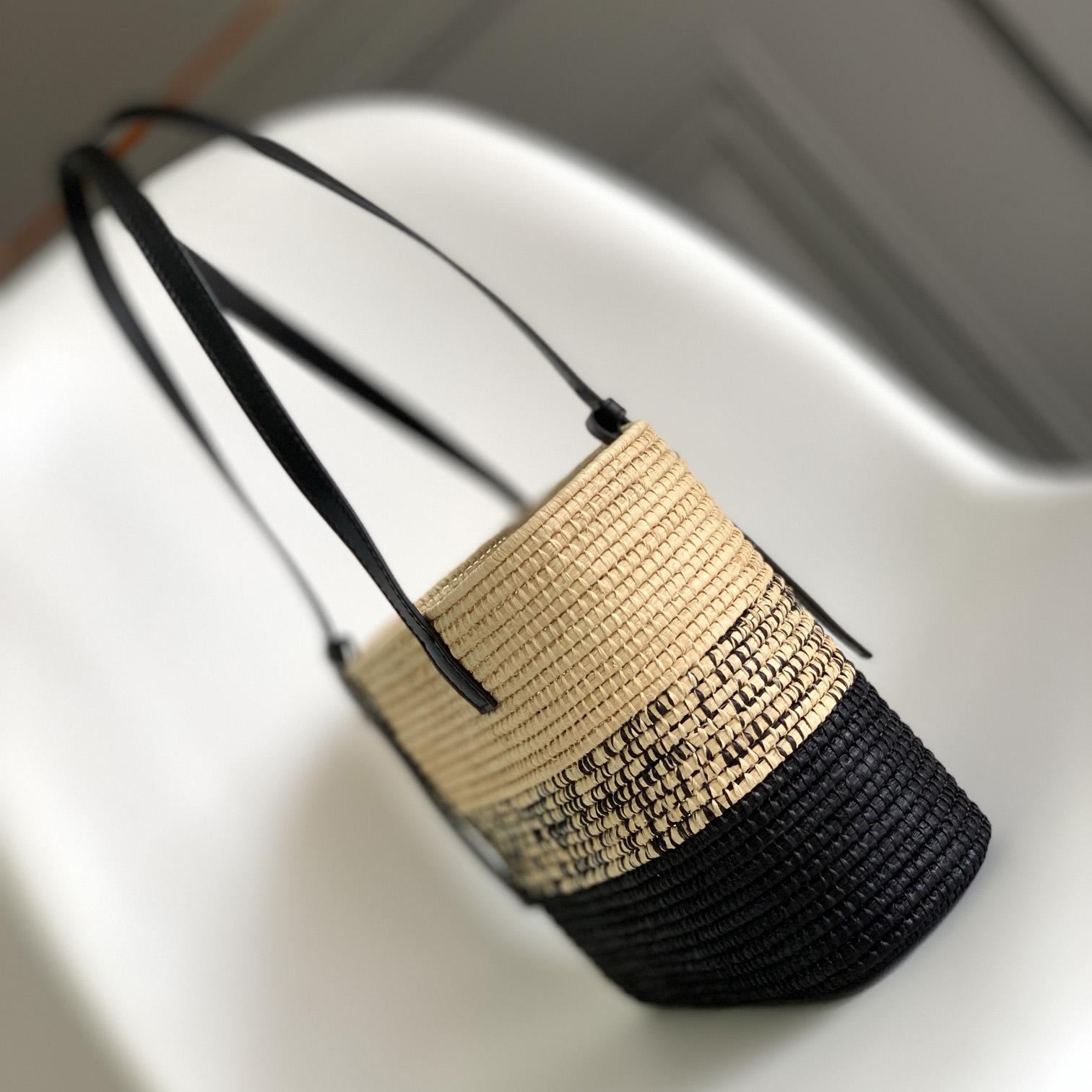 Loewe Small Square Basket bag In Raffia And Calfskin (30*21*11cm) - DesignerGu