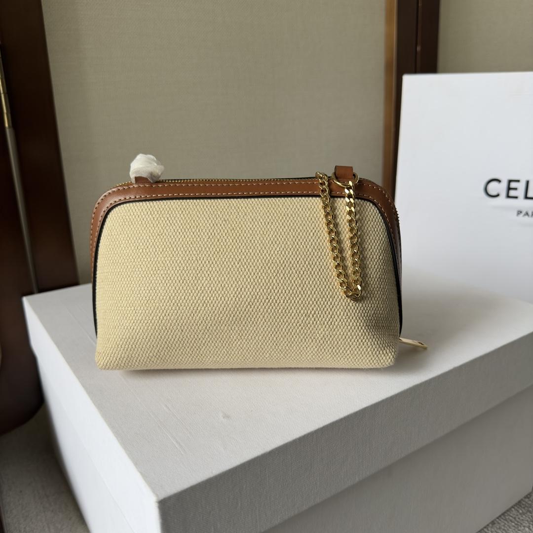 Celine Clutch On Chain Cuir Triomphe Natural / Tan - DesignerGu