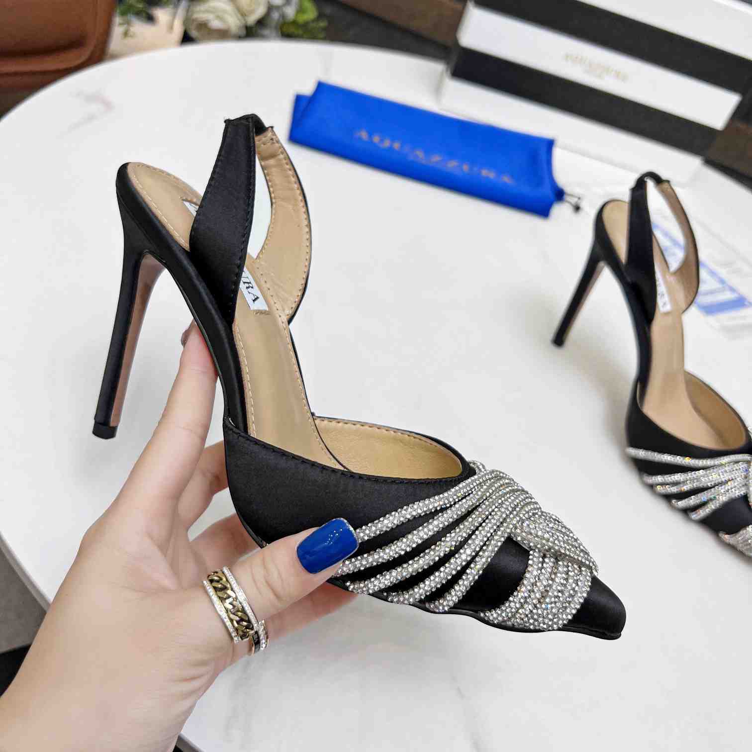 Aquazzura Gatsby Sling Satin - DesignerGu