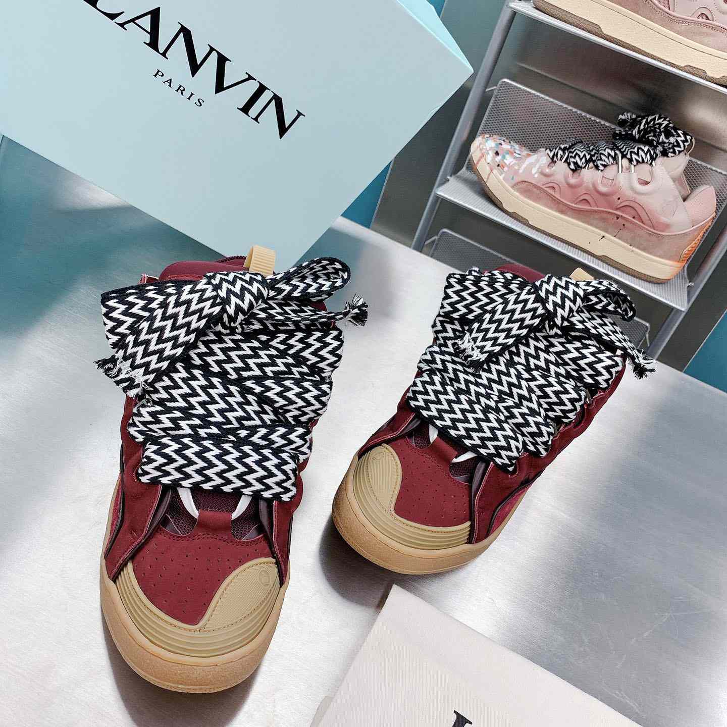 Lanvin Leather Curb Sneakers - DesignerGu