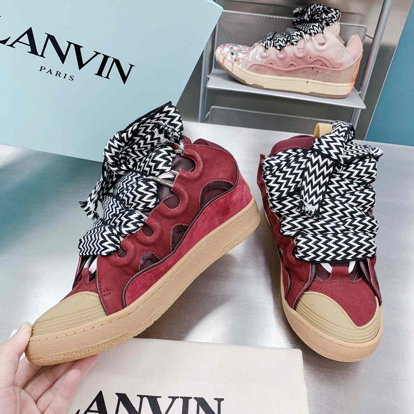 Lanvin Leather Curb Sneakers - DesignerGu