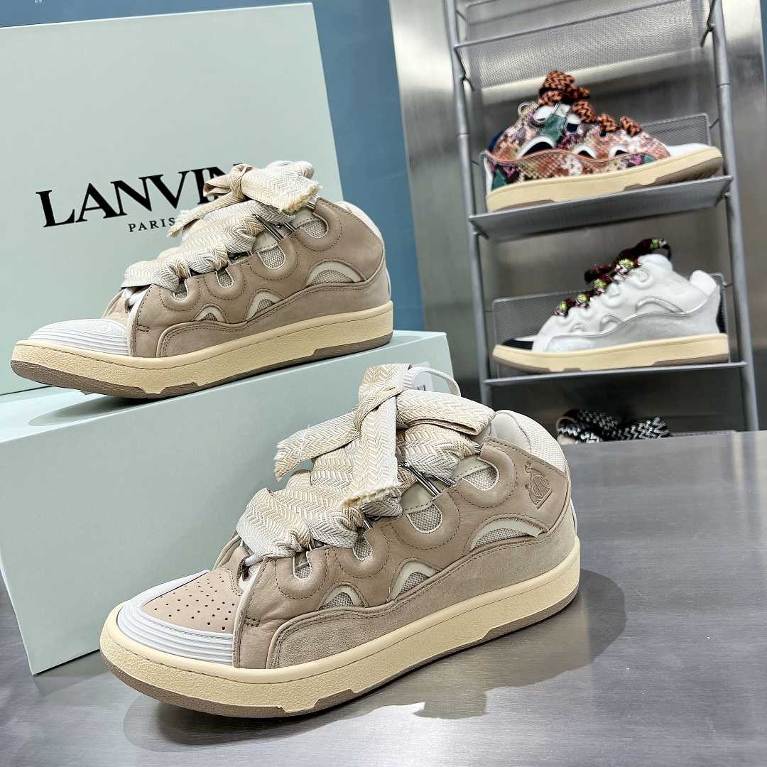 Lanvin Leather Curb Sneakers - DesignerGu