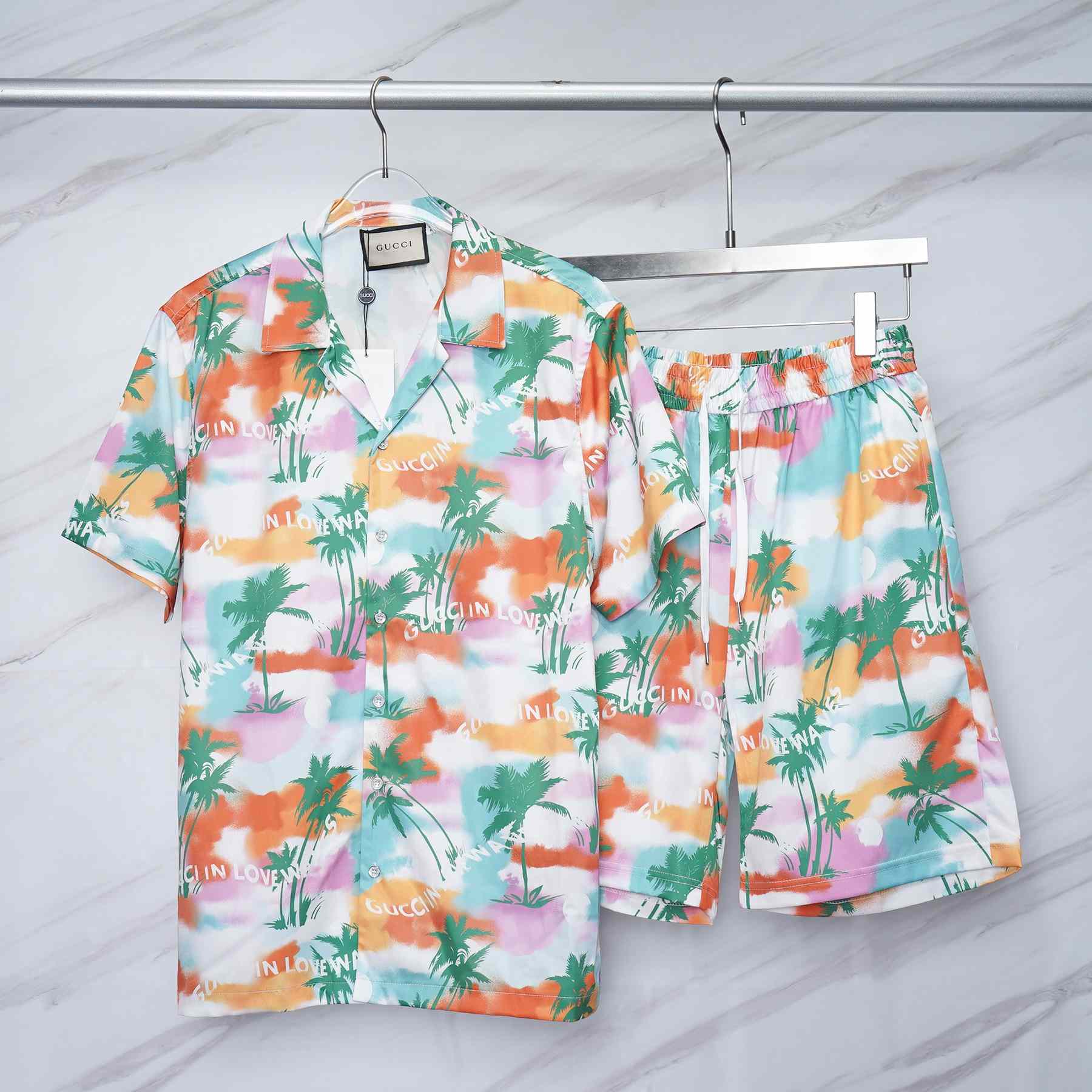 Gucci Printed Cotton Bowling Shirt & Shorts - DesignerGu