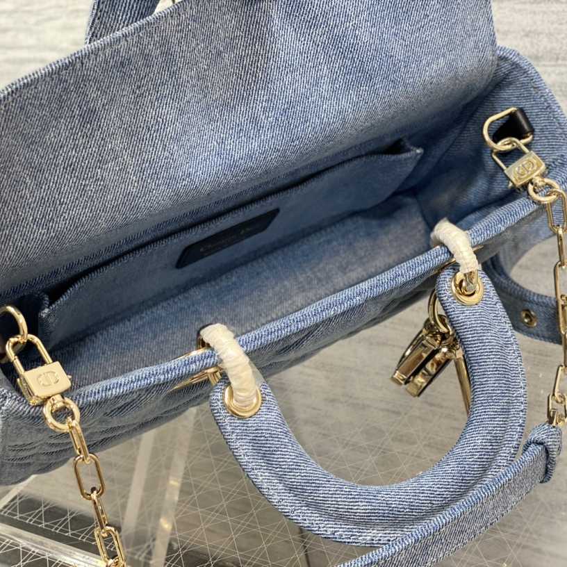 Dior Denim Macrocannage Lady D-Joy Blue(26*6*14cm) - DesignerGu