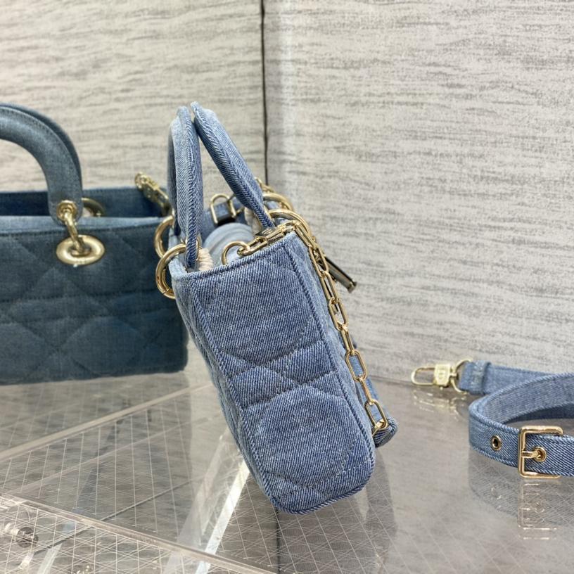 Dior Denim Macrocannage Lady D-Joy Blue(26*6*14cm) - DesignerGu