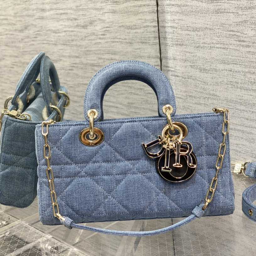 Dior Denim Macrocannage Lady D-Joy Blue(26*6*14cm) - DesignerGu