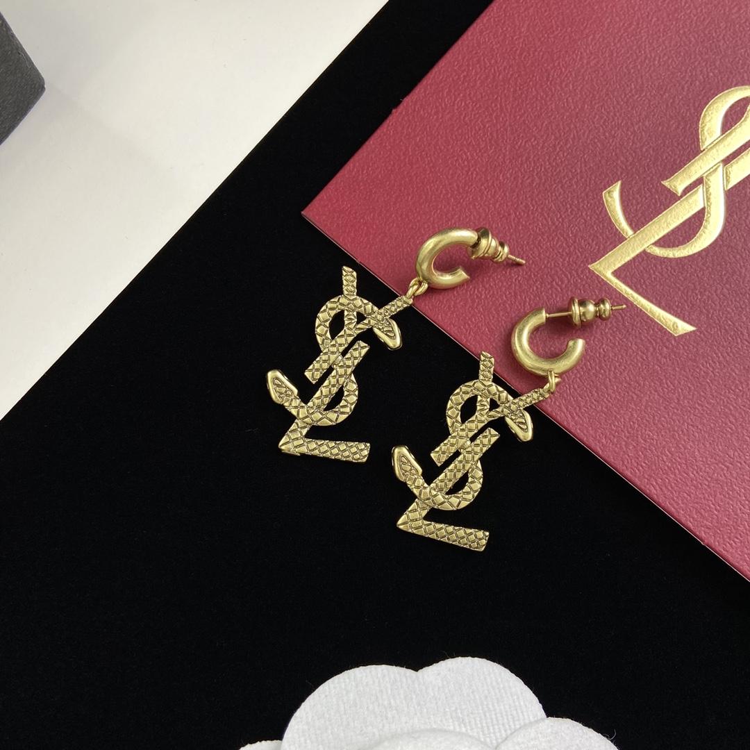 Saint Laurent YSL Logo Earrings - DesignerGu