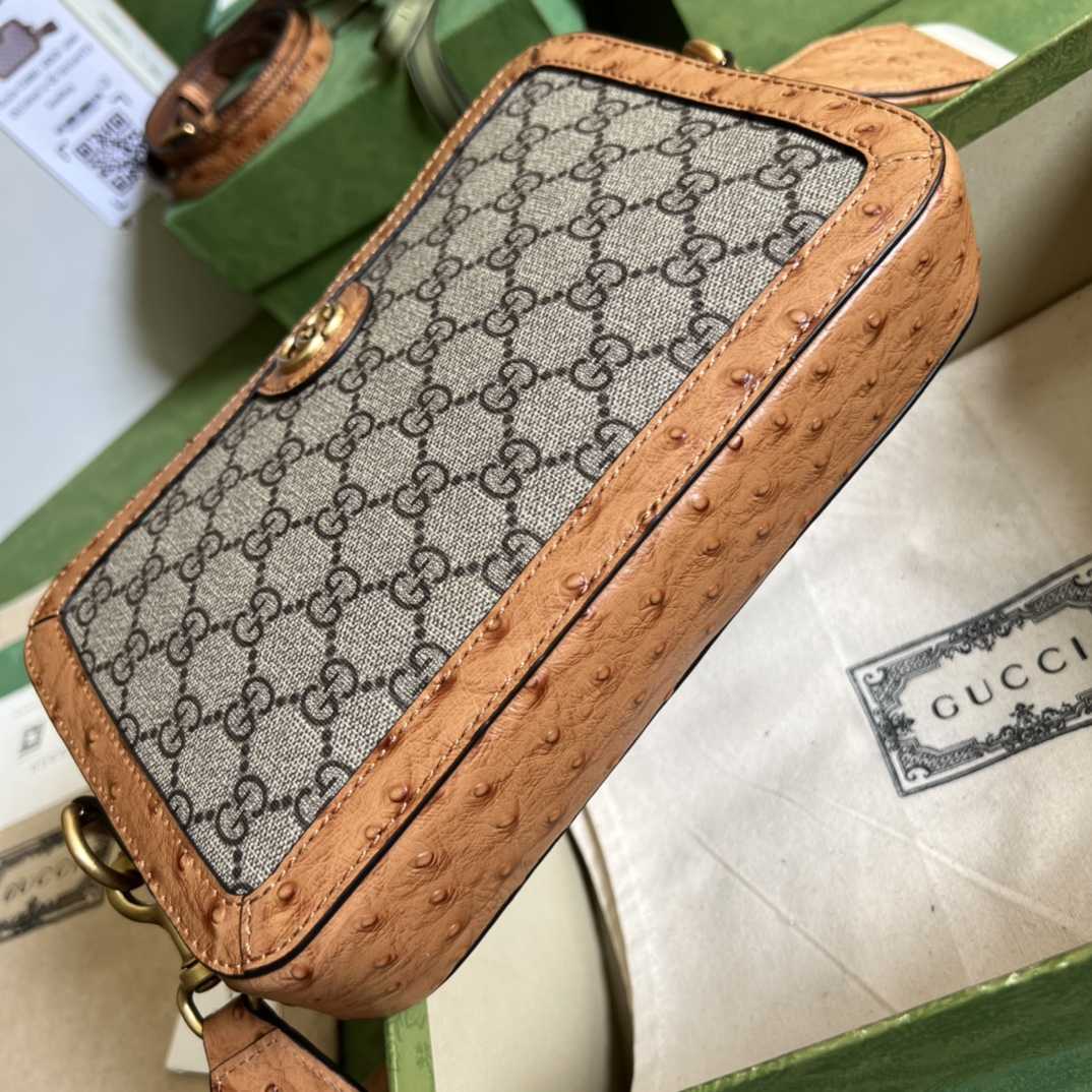 Gucci Python Trim Shoulder Bag With Double G (23.5x 16x 4.5cm) - DesignerGu