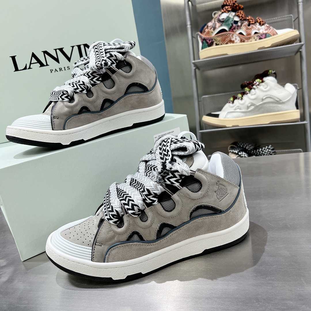 Lanvin Leather Curb Sneakers - DesignerGu