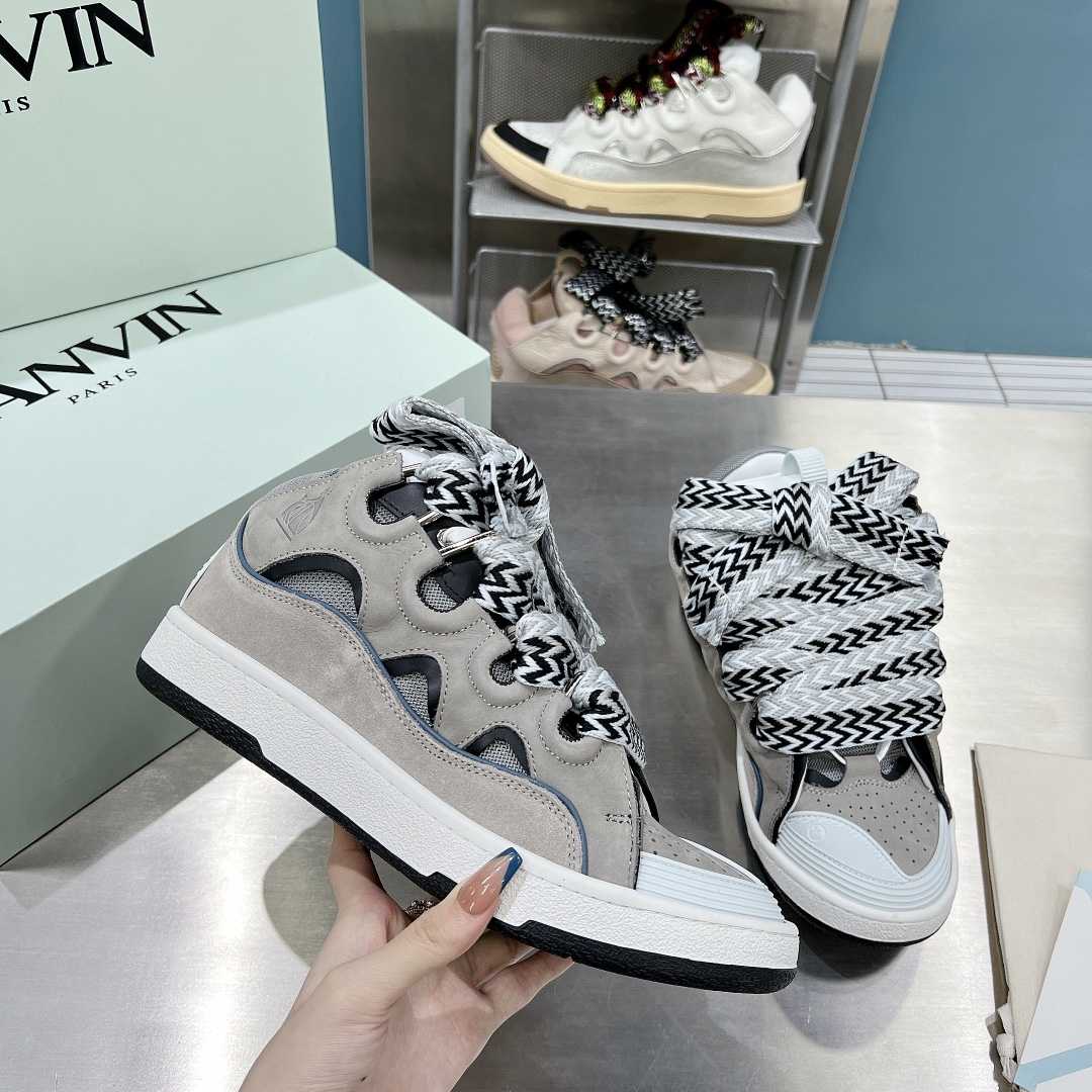 Lanvin Leather Curb Sneakers - DesignerGu