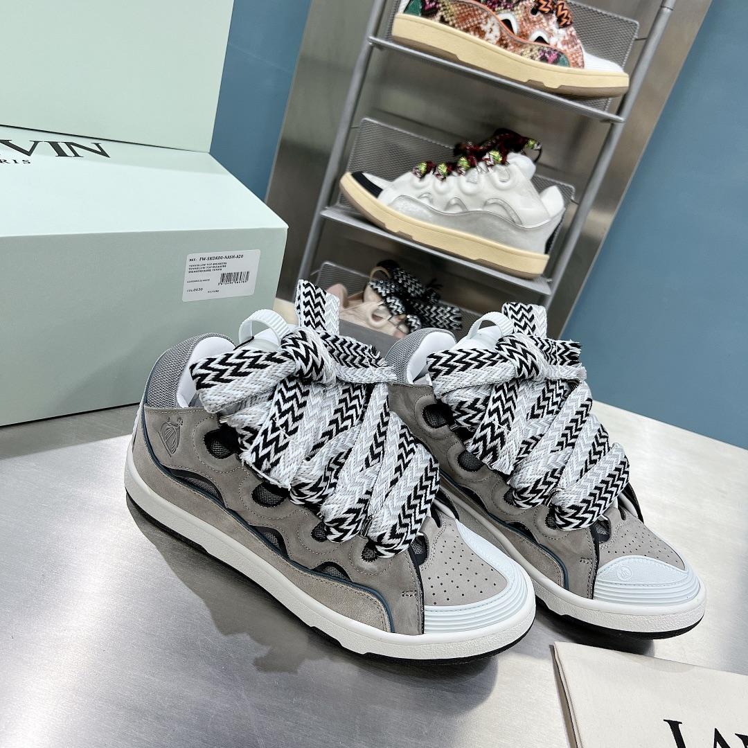 Lanvin Leather Curb Sneakers - DesignerGu