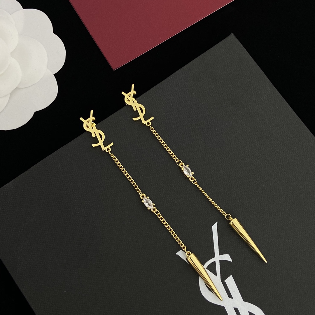 Saint Laurent YSL Logo Earrings - DesignerGu